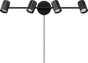GLOBE Electric 64000119 4-Light Plug-in Track Lighting, Matte Black Finish, Adjustable Heads, Wall or Ceiling Mount, Modern Industrial Design