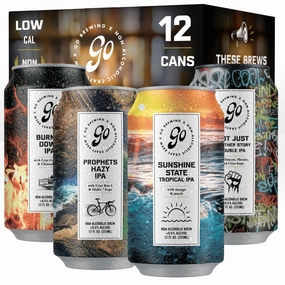 Go Brewing - IPA 12 Mixed Pack - Non Alcoholic Beer - Small Batch Brew - Low Calorie Drink - Featuring Double IPA, Prophets Hazy IPA, Citrus IPA & Tropical IPA - Low-Calorie, NA Brew (12 oz, 12 Pack)
