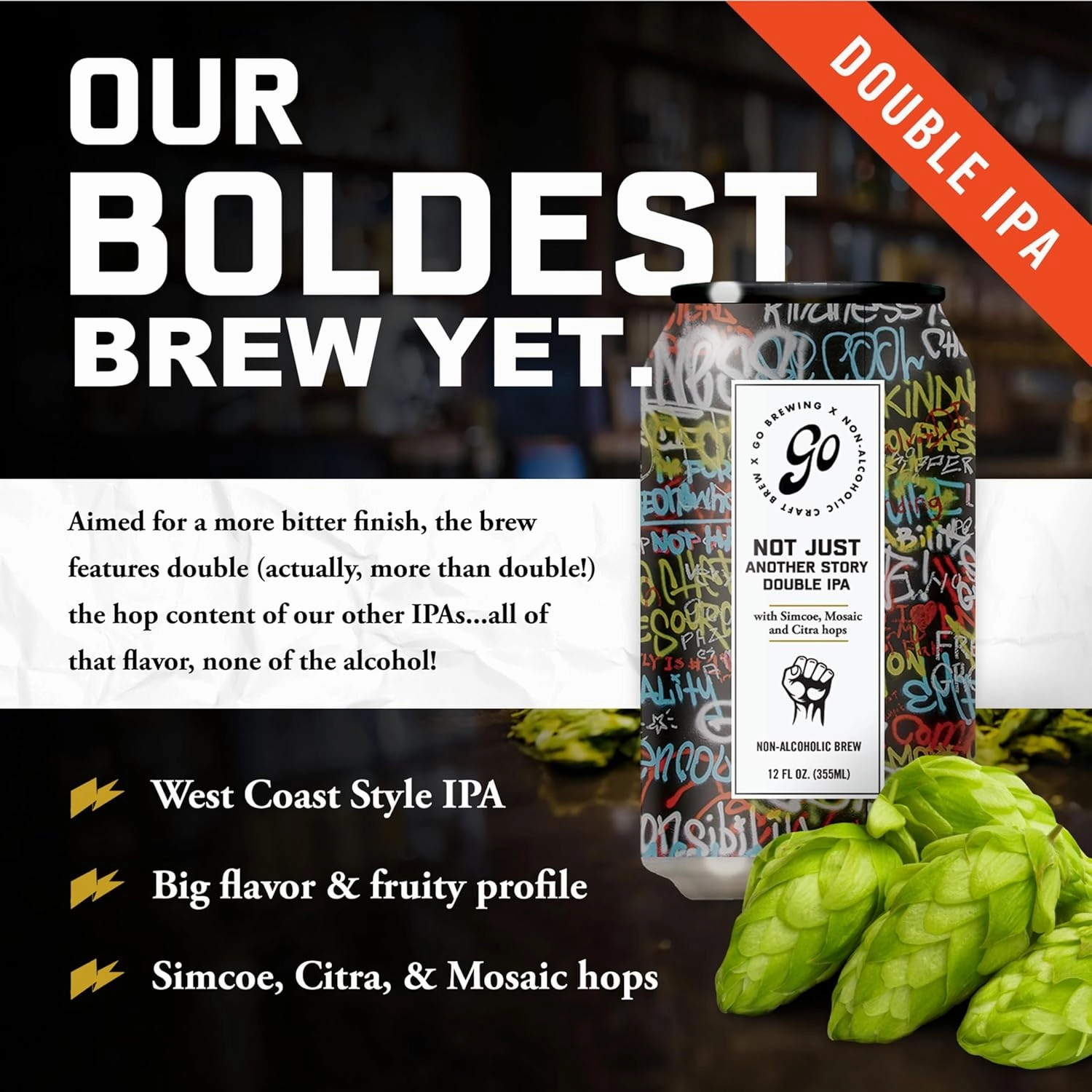 Go Brewing - IPA 12 Mixed Pack - Non Alcoholic Beer - Small Batch Brew - Low Calorie Drink - Featuring Double IPA, Prophets Hazy IPA, Citrus IPA & Tropical IPA - Low-Calorie, NA Brew (12 oz, 12 Pack)