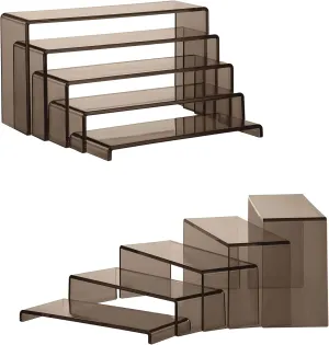 Goabroa Acrylic Display Risers,2 Sets 10 Pcs Rectangular Display Stands for Vendor Events, Acrylic Display Shelves for Figures, Cupcake, Wine Glass and Handbag display, Transparent Black