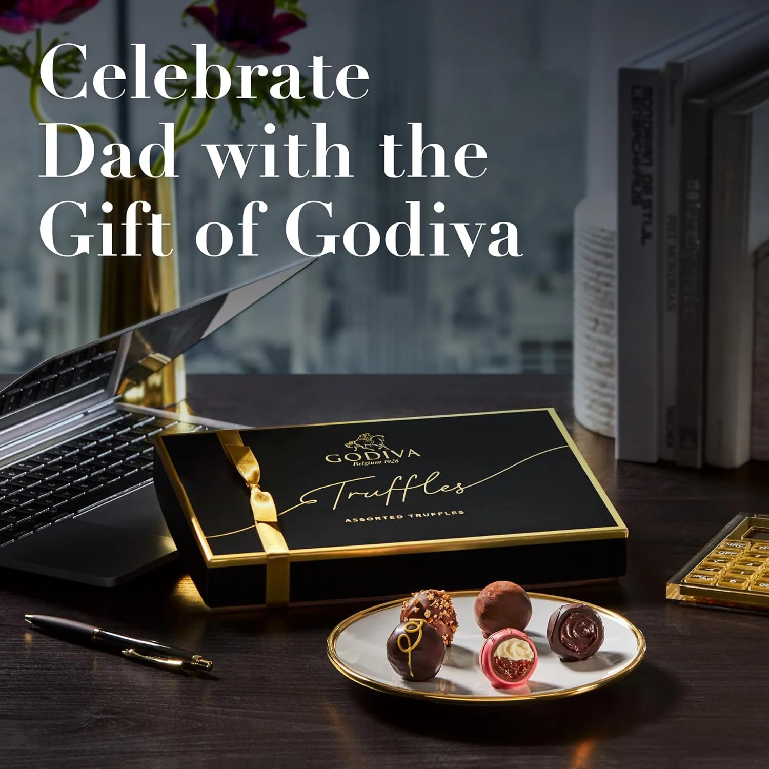 Godiva Chocolatier Signature Assorted Chocolate Truffle Gift Box for Birthday, Thank You, Anniversary, Congratulations Gift Basket Gourmet Candy with Creamy Ganache in Milk, White, Dark Chocolate, 24pc