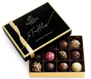 Godiva Chocolatier Signature Assorted Chocolate Truffles Gift Box – Gourmet Milk, Dark & White Chocolates – 12-Piece Gold-Ribboned Chocolate Gift Box for Birthdays, Anniversaries, Mother’s Day