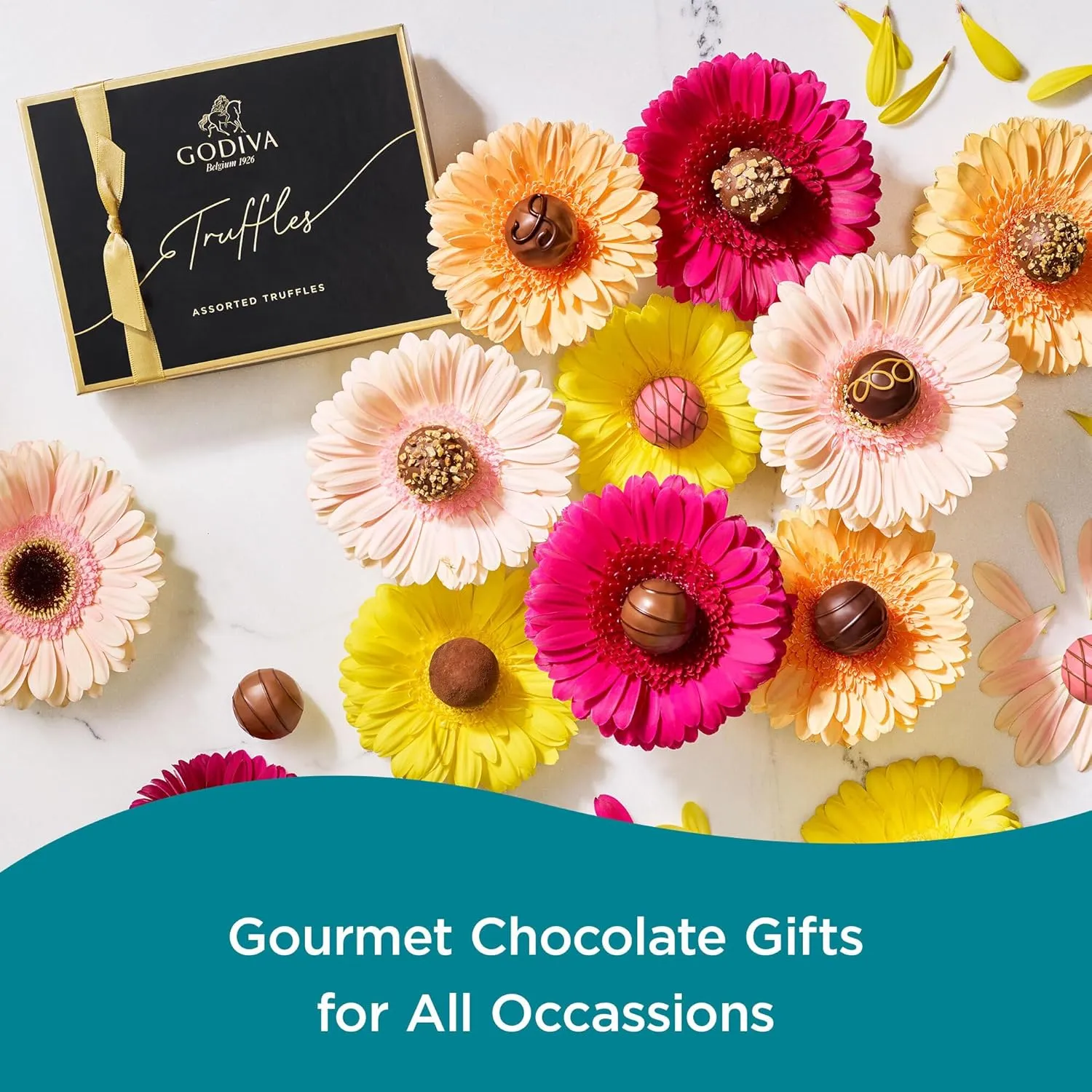 Godiva Chocolatier Signature Assorted Chocolate Truffles Gift Box – Gourmet Milk, Dark & White Chocolates – 12-Piece Gold-Ribboned Chocolate Gift Box for Birthdays, Anniversaries, Mother’s Day
