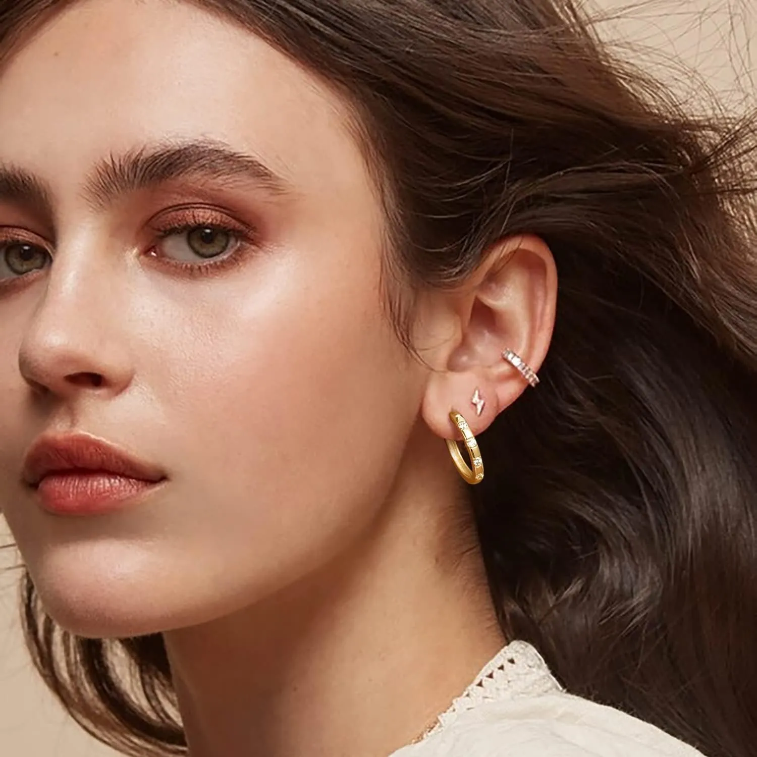 Gold Hoop Earrings for Women 14K Gold Earrings Dazzling Cubic Zirconia Lightweight Gold Earrings for Women Gifts for Women 20mm