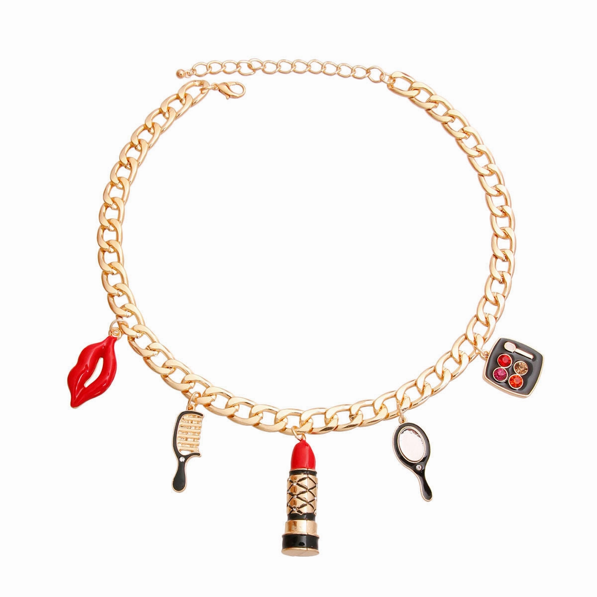 Gold Black Luxury Makeup Charm Necklace