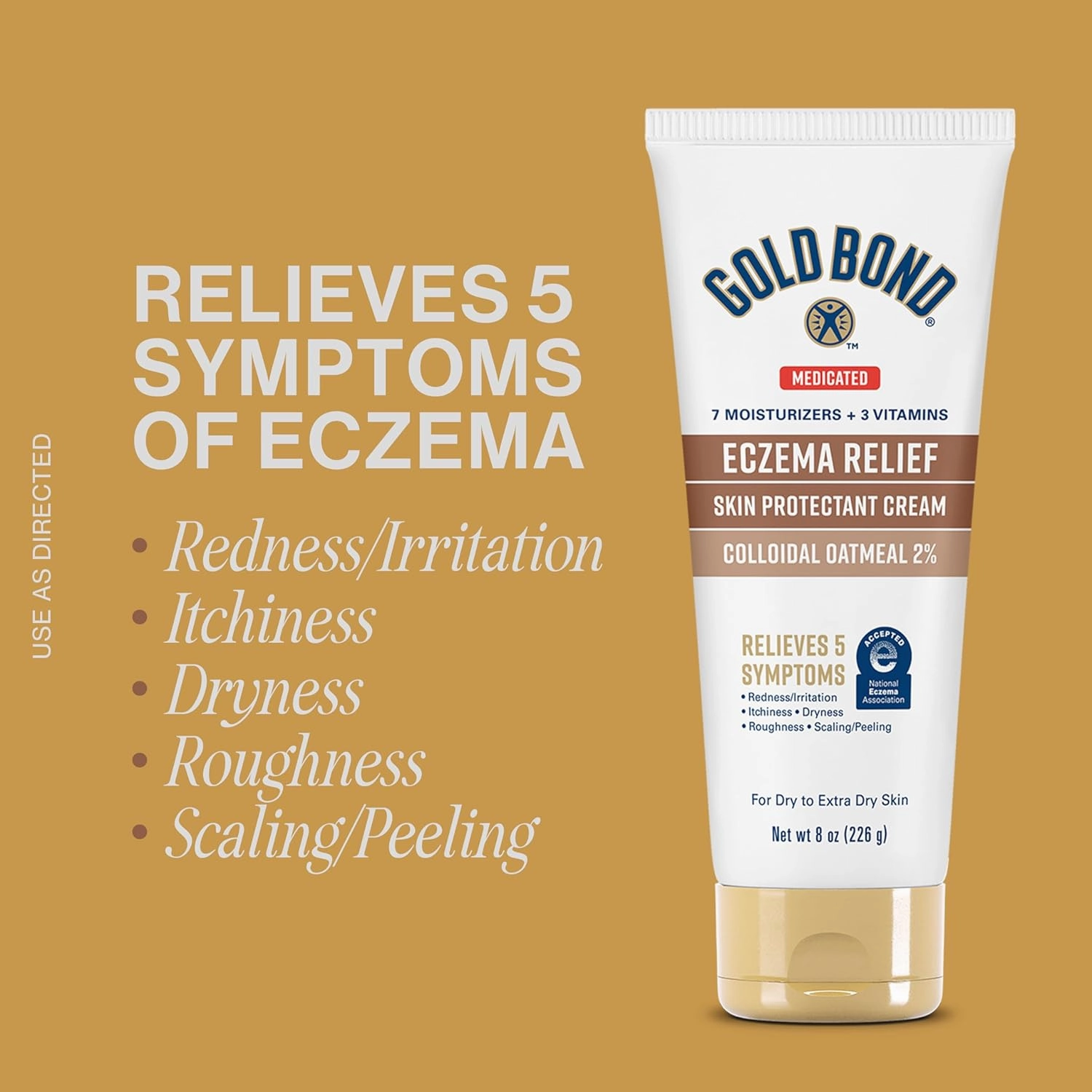 Gold Bond Medicated Eczema Relief Skin Protectant Cream, 8 oz., with 2% Colloidal Oatmeal (Pack of 2)