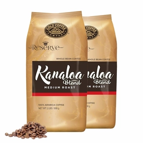 Gold Coffee | Kanaloa Premium House Blend, Medium Roast, Whole Bean | 100% Arabica Coffee, 2 lbs. (Pack of 2)