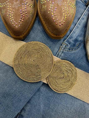 Gold Elasticated Circle Shimmer Belt