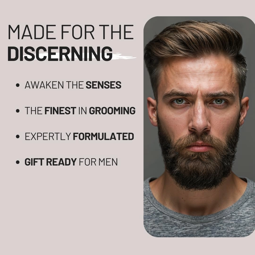 Gold Oud Premium Beard Balm - Rich Oud Scented Beard Grooming Gift and Skincare Butter for Men - Natural Avocado, Argan, Macadamia Oils - Moisturises, Conditions, Removes Beardruff 1.7 Oz