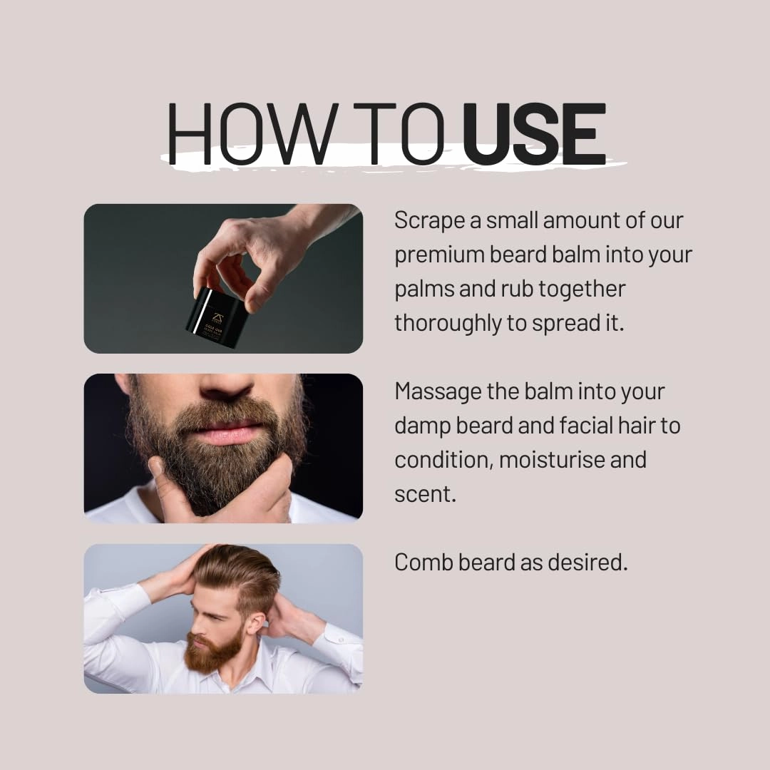 Gold Oud Premium Beard Balm - Rich Oud Scented Beard Grooming Gift and Skincare Butter for Men - Natural Avocado, Argan, Macadamia Oils - Moisturises, Conditions, Removes Beardruff 1.7 Oz