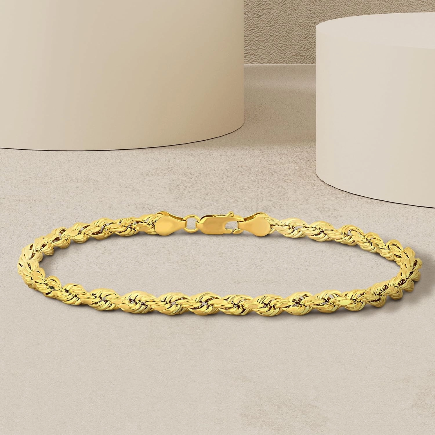 Gold Rope Chain Bracelet for Men & Women – 100% Real 10k or 14k Gold, Lightweight, Premium Craftsmanship