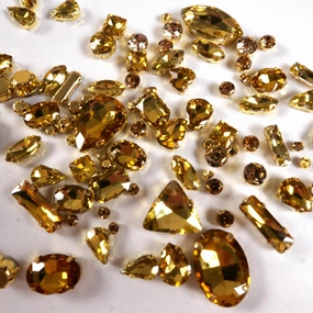 Gold Sew on Rhinestones 260 PCS Mixed Shapes Gold Glass Rhinestones Sew on Crystal Gems Mental Flatback with Gold Claw for Jewelry Crafts Clothes Shoes Costume Garment