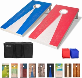 GoSports 4 x 2 ft Regulation Size Wood Cornhole Boards - 10 Vintage Wood Designs (Choose Your Style)
