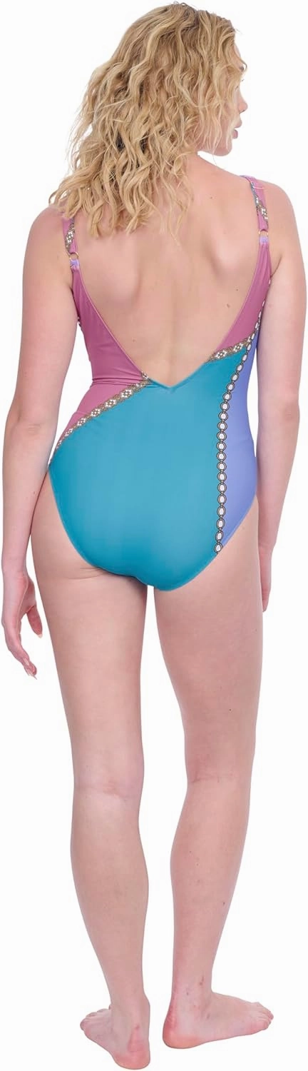 Gottex Women’s V-Neck One Piece Stylish Elegant Versatile Summer Bathing Suit with Soft Cups and Tummy Control Swim Essential