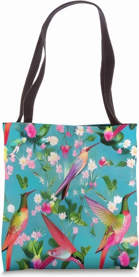 Graceful Flutter: Stunning HD Wallpaper Design Hummingbirds Tote Bag