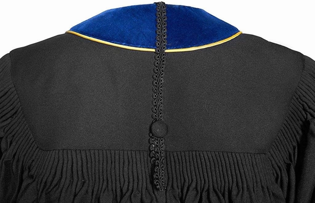 GraduationMall Deluxe Doctoral Graduation Gown for Faculty and Professor Velvet with Gold Piping