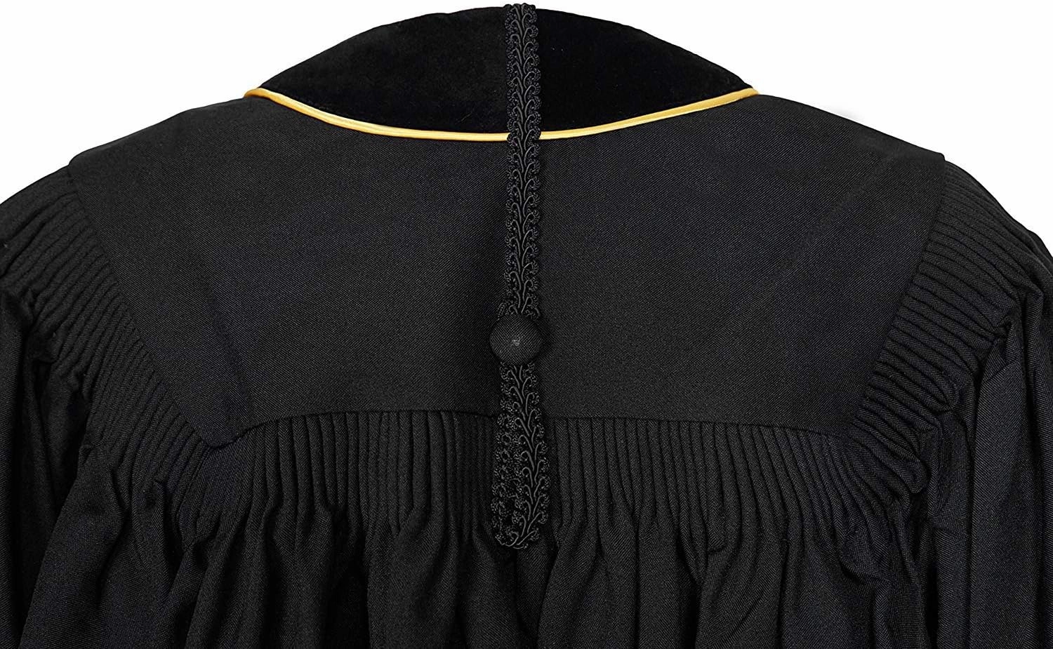 GraduationMall Deluxe Doctoral Graduation Gown for Faculty and Professor Velvet with Gold Piping