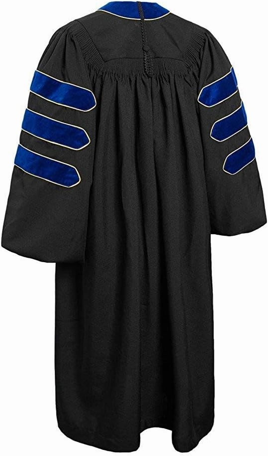 GraduationMall Deluxe Doctoral Graduation Gown for Faculty and Professor Velvet with Gold Piping