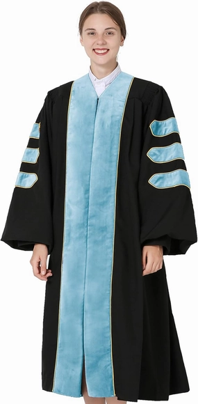 GraduationMall Deluxe Doctoral Graduation Gown for Faculty and Professor Velvet with Gold Piping