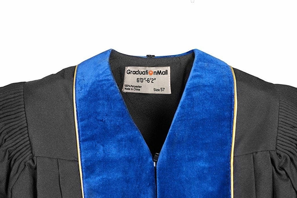 GraduationMall Deluxe Doctoral Graduation Gown for Faculty and Professor Velvet with Gold Piping