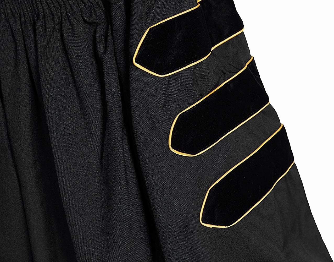 GraduationMall Deluxe Doctoral Graduation Gown for Faculty and Professor Velvet with Gold Piping