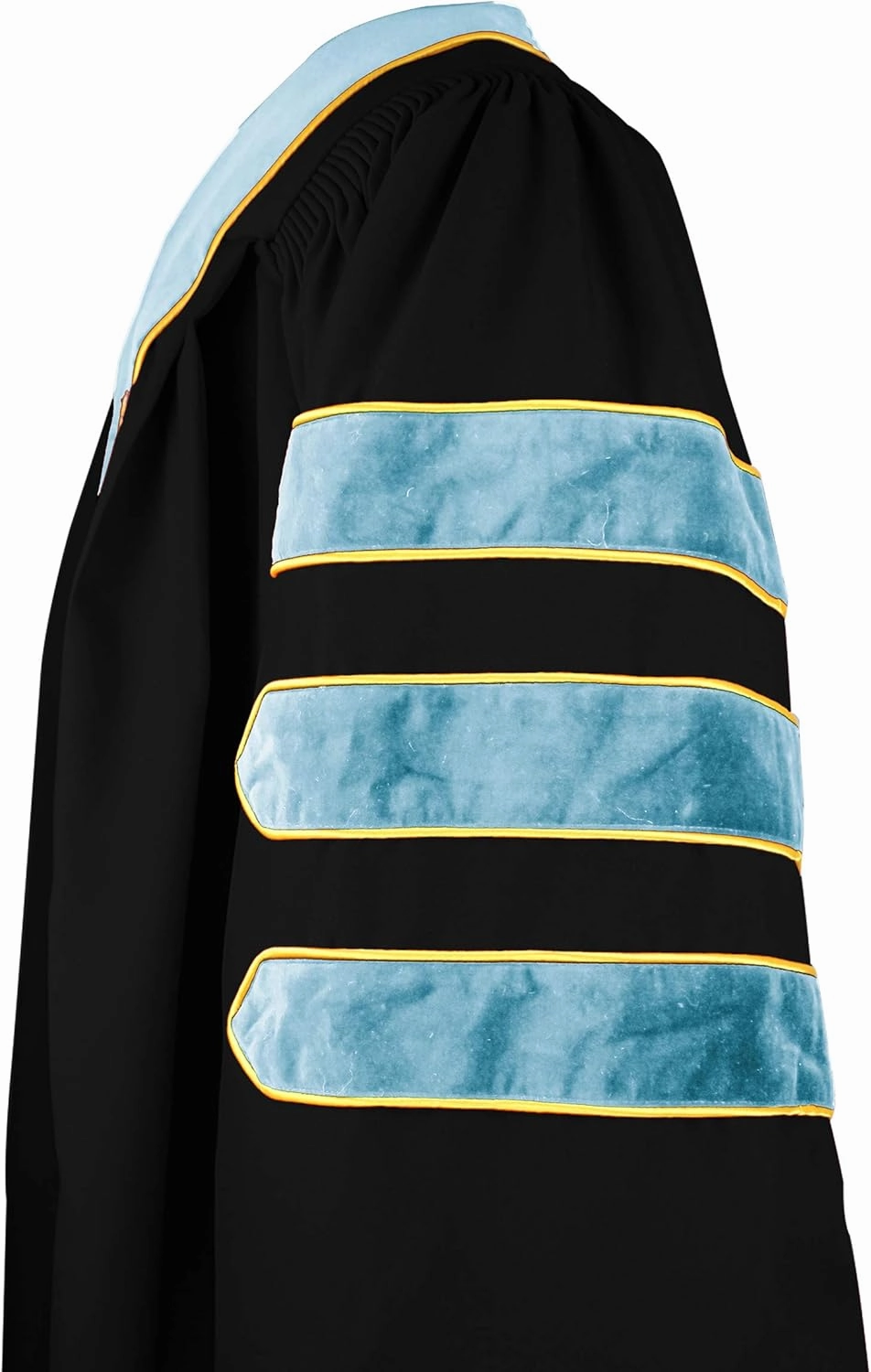 GraduationMall Deluxe Doctoral Graduation Gown for Faculty and Professor Velvet with Gold Piping