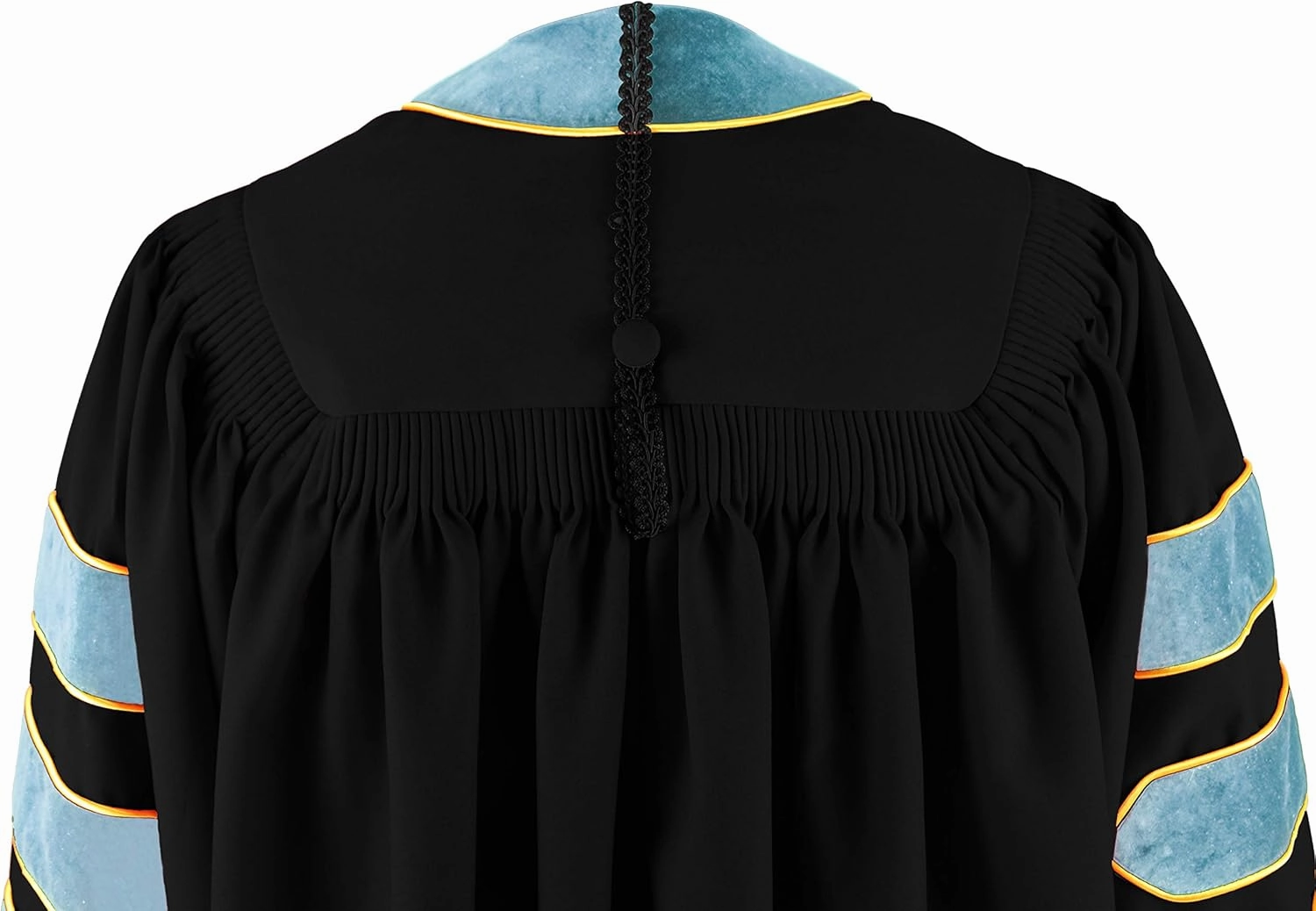 GraduationMall Deluxe Doctoral Graduation Gown for Faculty and Professor Velvet with Gold Piping