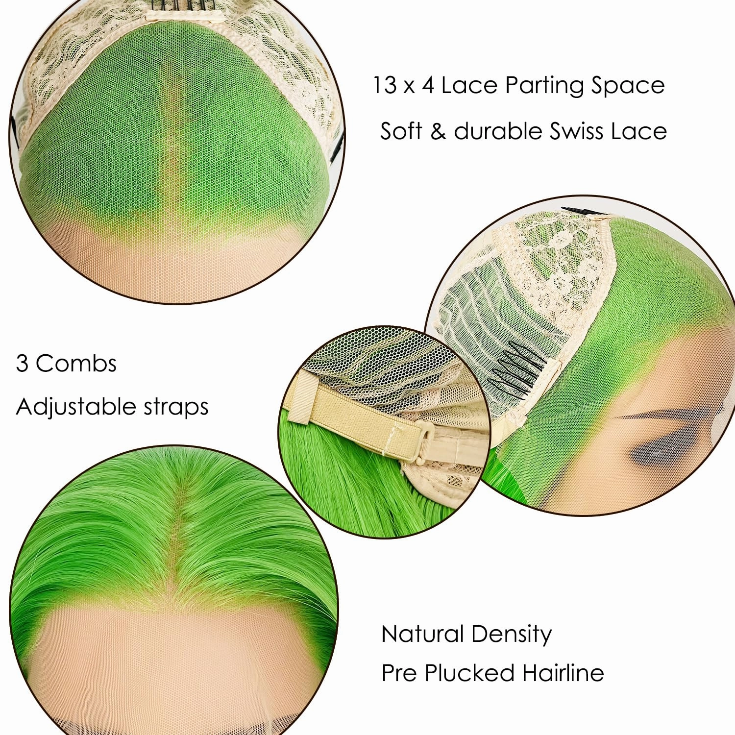 Green Color Synthetic Lace Front Wigs Long Straight Hair Light Green Wig Glueless Lace Front Wigs for Fashion Women