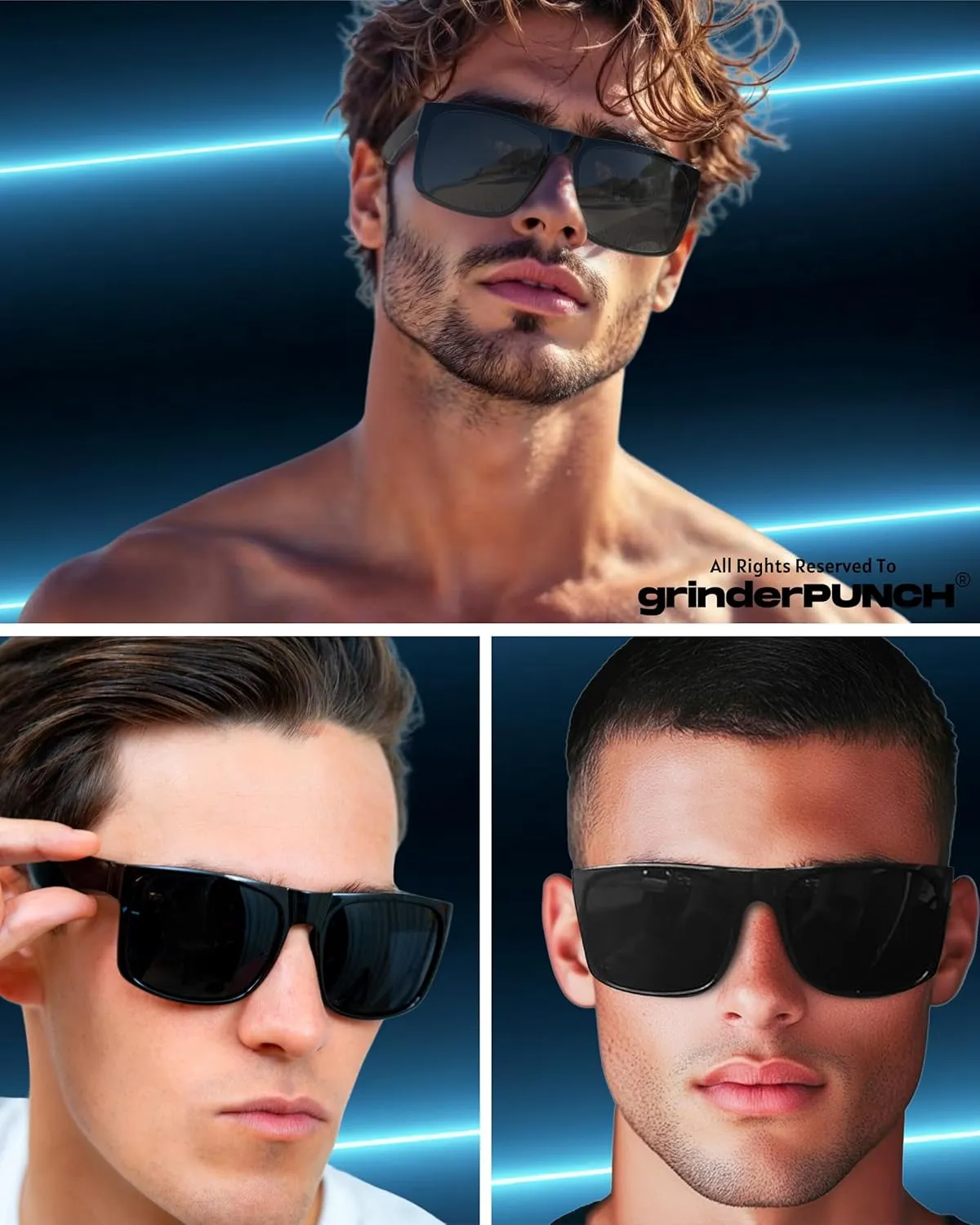 grinderPUNCH XL Large Face Polarized Sunglasses Big Heads Wide Face, Extra Wide Oversized Sunglasses for Driving Glasses