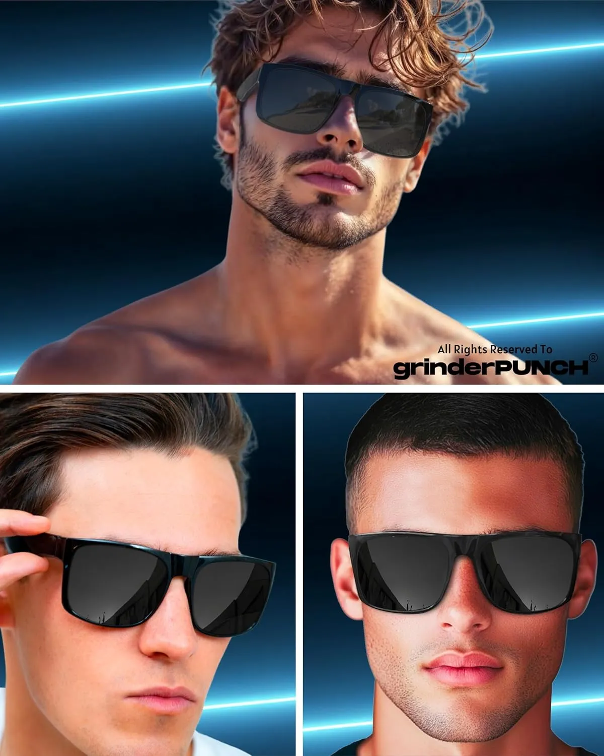 grinderPUNCH XL Large Face Polarized Sunglasses Big Heads Wide Face, Extra Wide Oversized Sunglasses for Driving Glasses