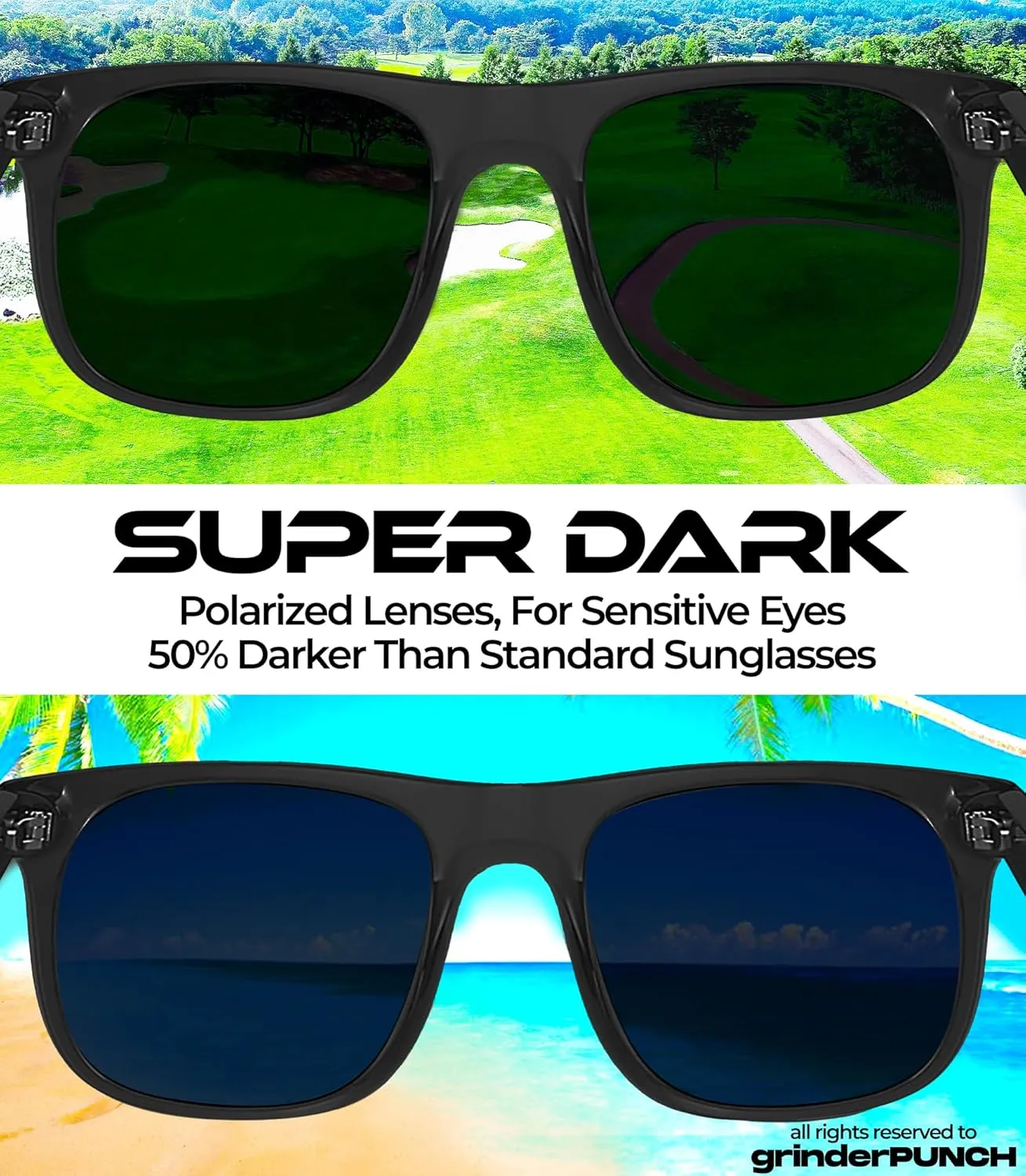 grinderPUNCH XL Large Face Polarized Sunglasses Big Heads Wide Face, Extra Wide Oversized Sunglasses for Driving Glasses
