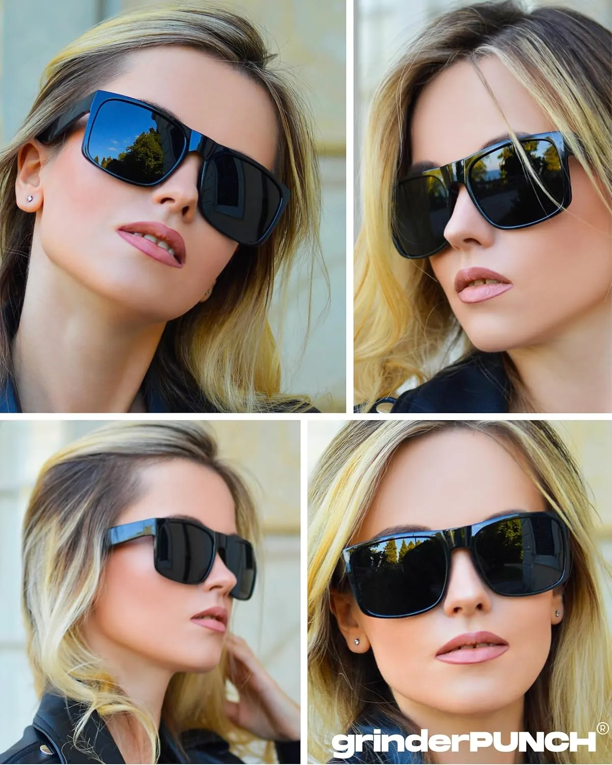 grinderPUNCH XL Large Face Polarized Sunglasses Big Heads Wide Face, Extra Wide Oversized Sunglasses for Driving Glasses