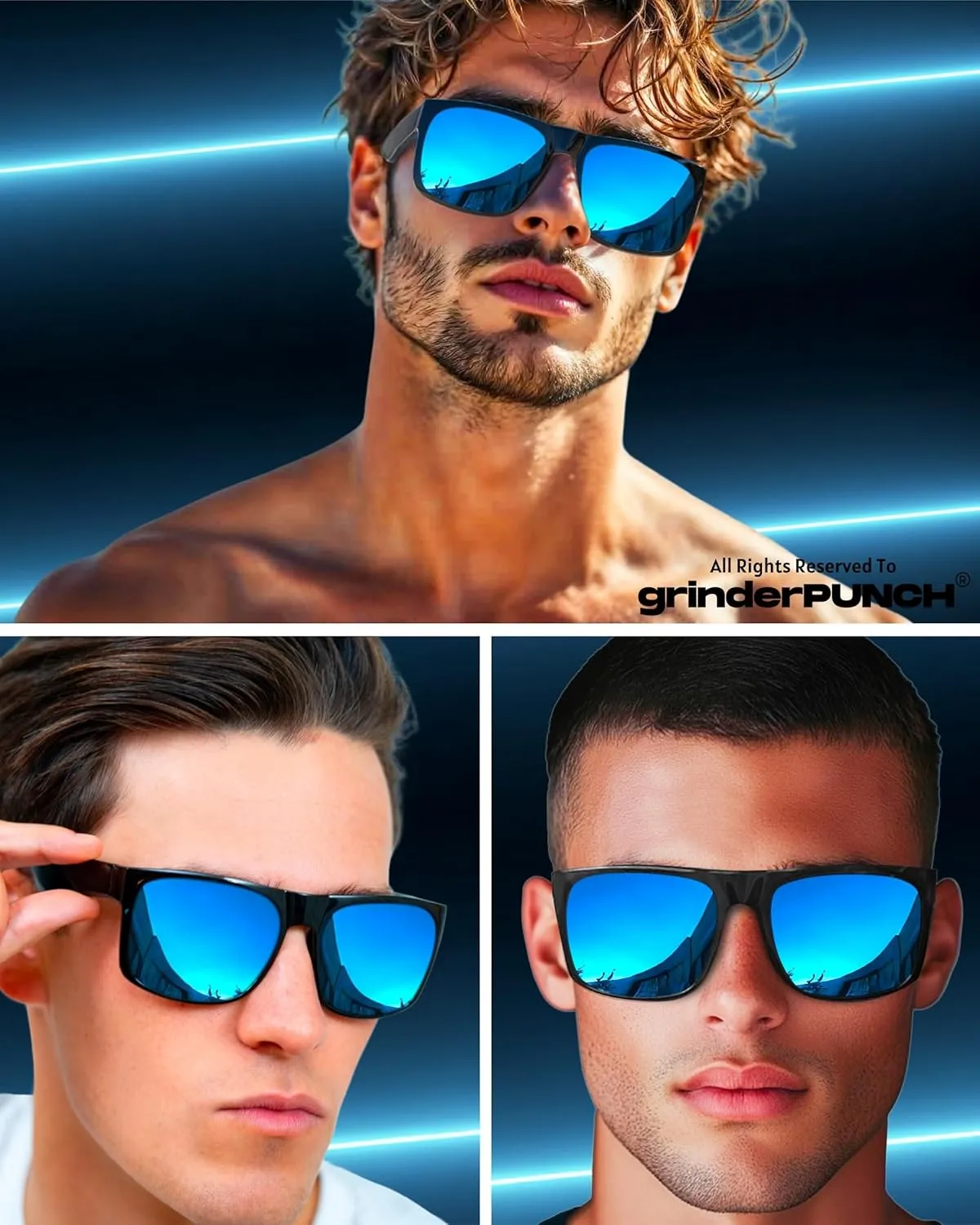 grinderPUNCH XL Large Face Polarized Sunglasses Big Heads Wide Face, Extra Wide Oversized Sunglasses for Driving Glasses