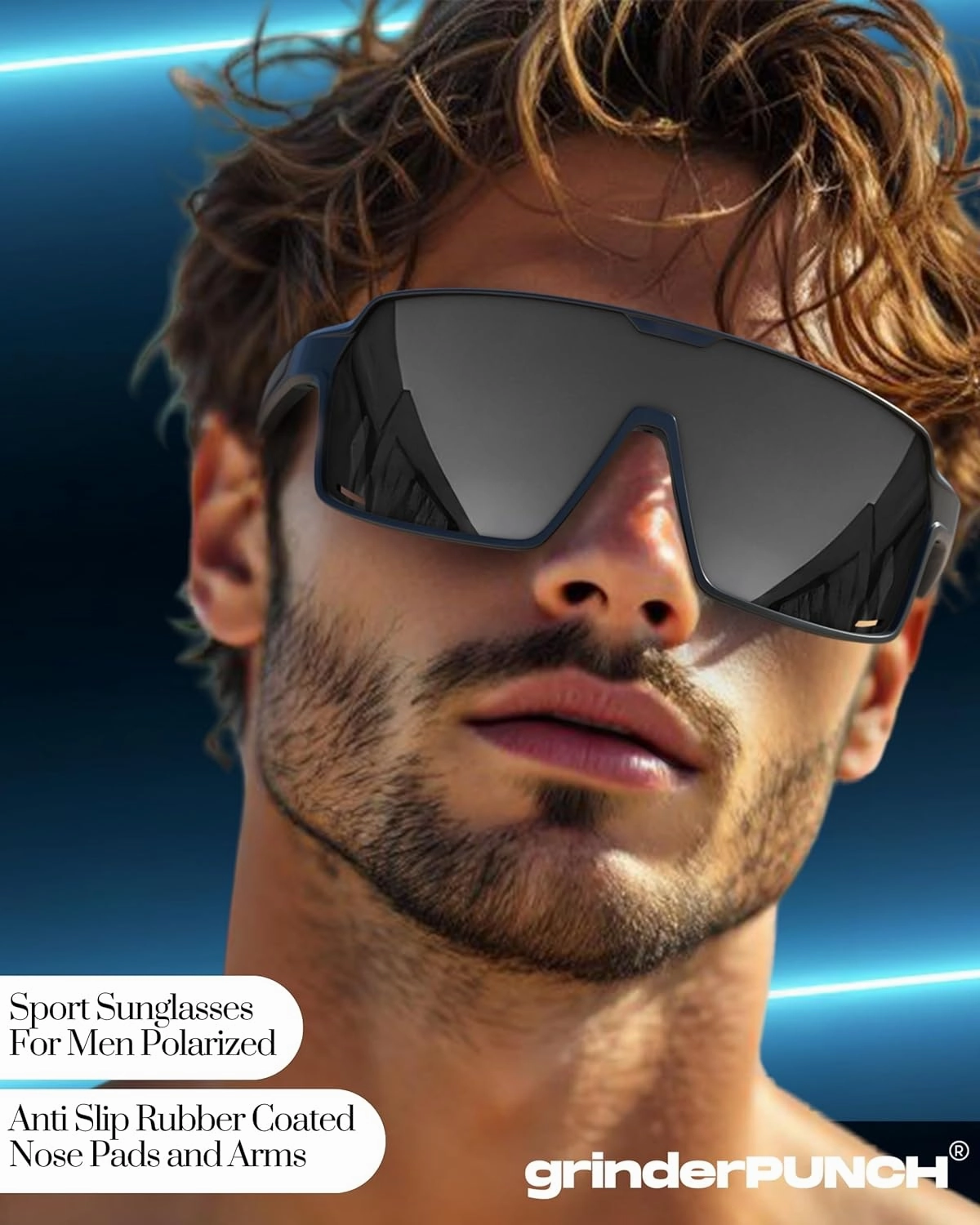 grinderPUNCH Baseball, Pickleball, Running, Hiking & Cycling Polarized Sport Sunglasses for Men & Women with UV Protection