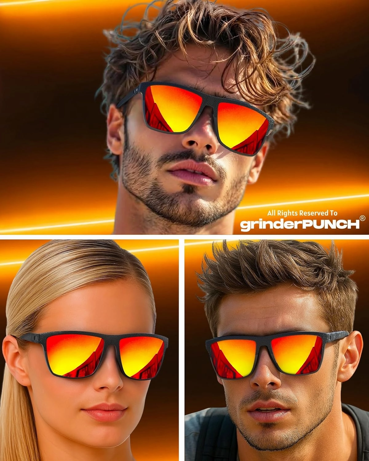 grinderPUNCH Polarized Driving Sunglasses for Men Lightweight UV400 Protection Anti Glare Square Sun Glasses