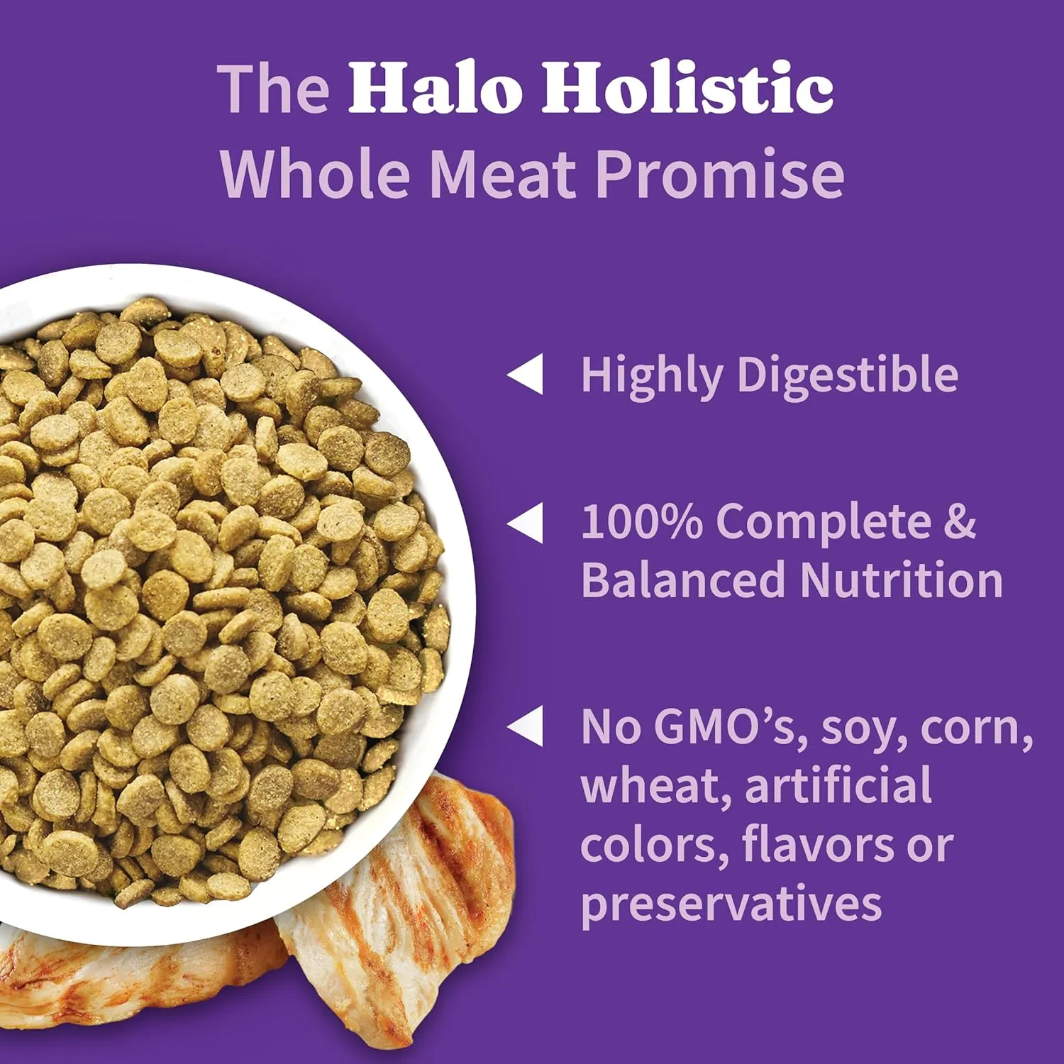 Halo Holistic Puppy Food, Cage Free Chicken & Brown Rice Recipe, Healthy Grains Dry Dog Food, Complete Digestive Health, 10 lb Bag