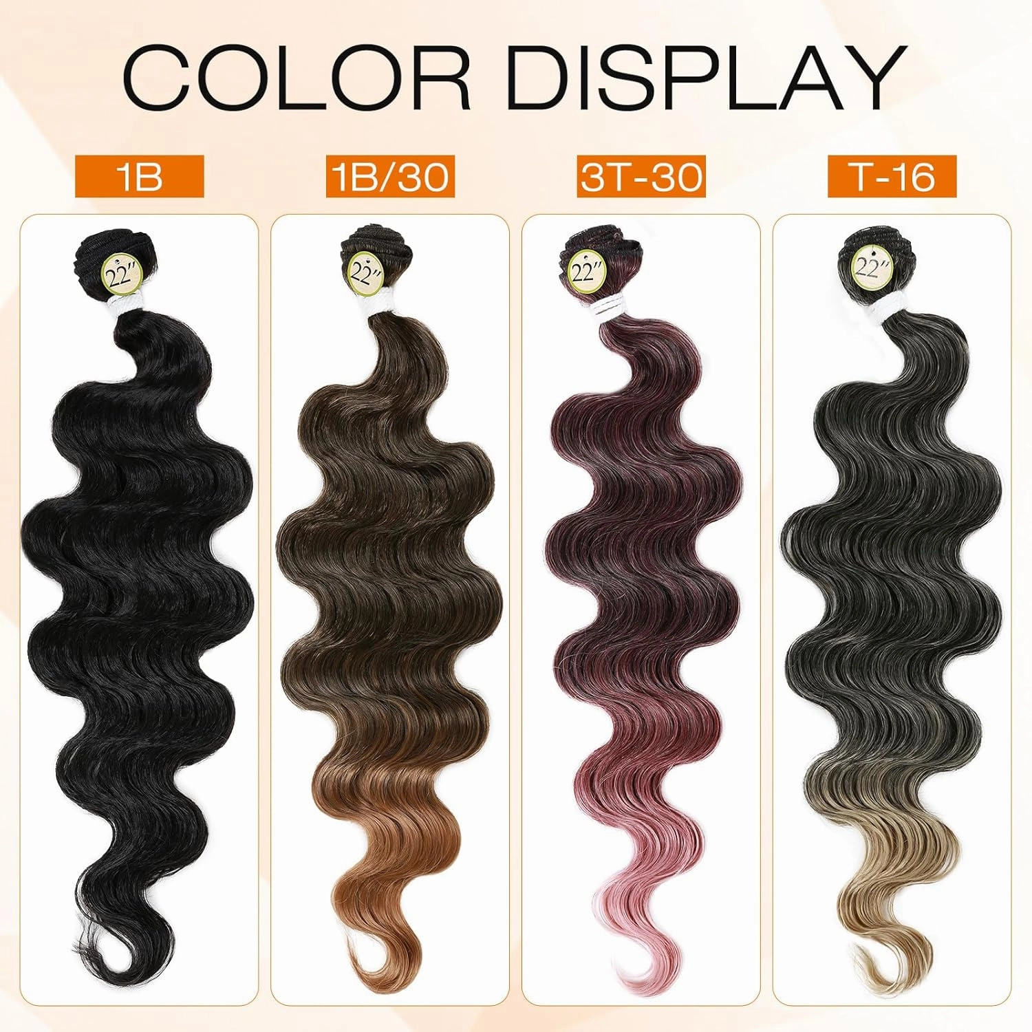 HANNE Synthetic Hair Bundles with Closure Body Wave Hair Extensions 18"20"22" with Lace Closure Heat Resistant Colorful Synthetic Bundles