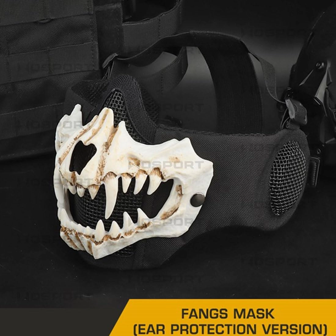 Hannya Japanese Half-face Mask Costume Prop for Halloween Cosplay Party Mask Gift for Men (Red)