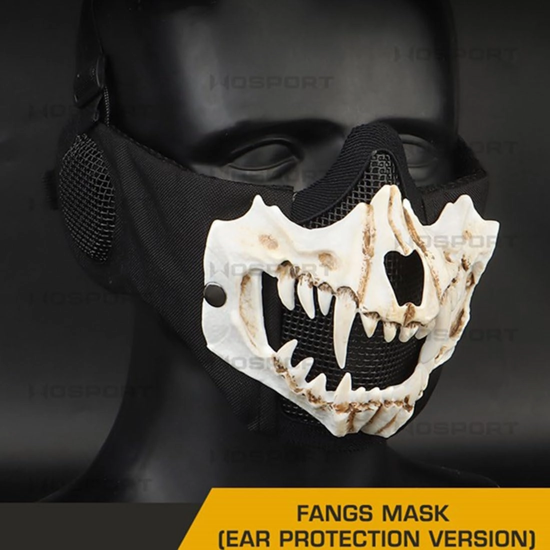 Hannya Japanese Half-face Mask Costume Prop for Halloween Cosplay Party Mask Gift for Men (Red)