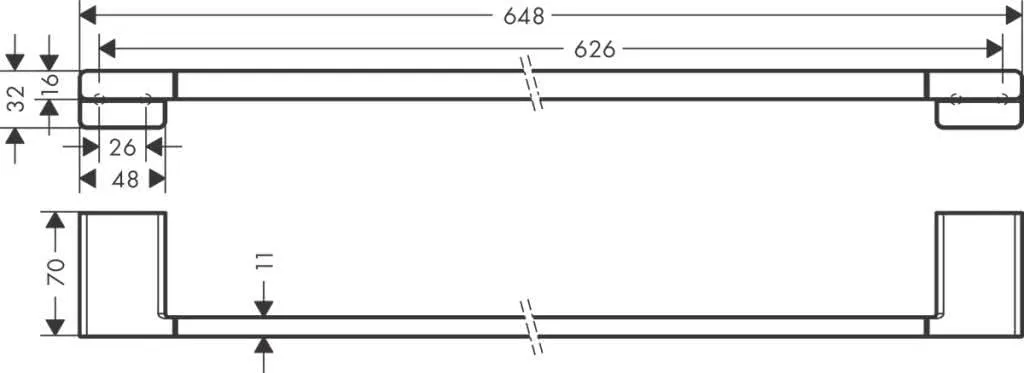 hansgrohe 41747000 AddStoris -Bath Rail -Towel Bar, Chrome