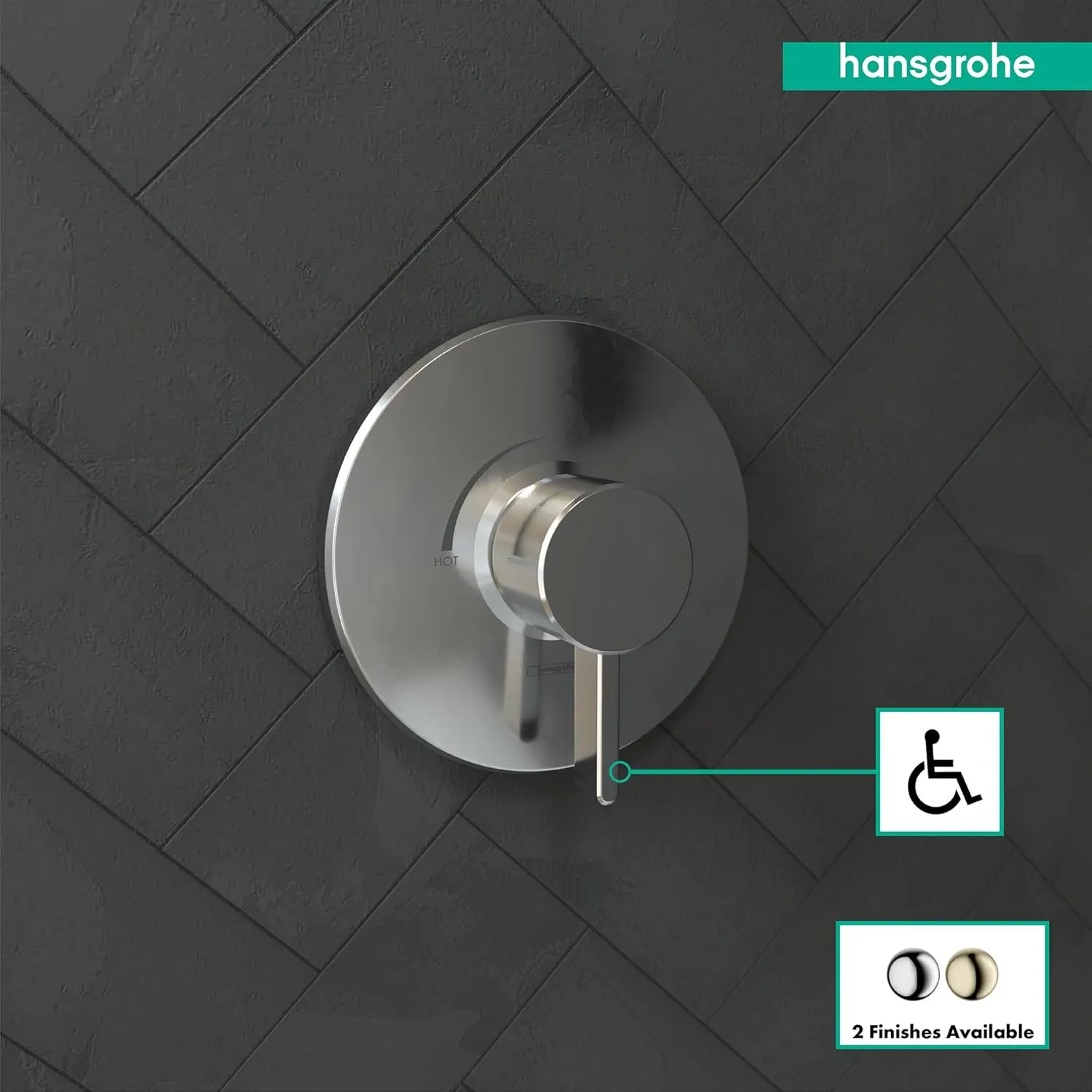 hansgrohe 4233000 S Pressure Balanced Valve Trim with Integrated Volume Control, Chrome