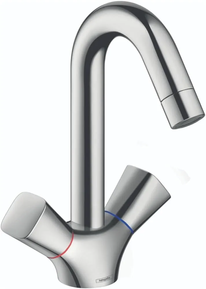hansgrohe Logis Modern Low Flow Water Saving 2-Handle 1 9-inch Tall Bathroom Sink Faucet in Chrome, 71222001