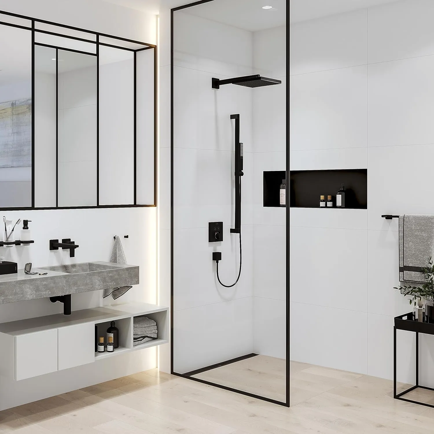 hansgrohe Pulsify E 15-inch Modern Showerarm in Matte Black, 24337671