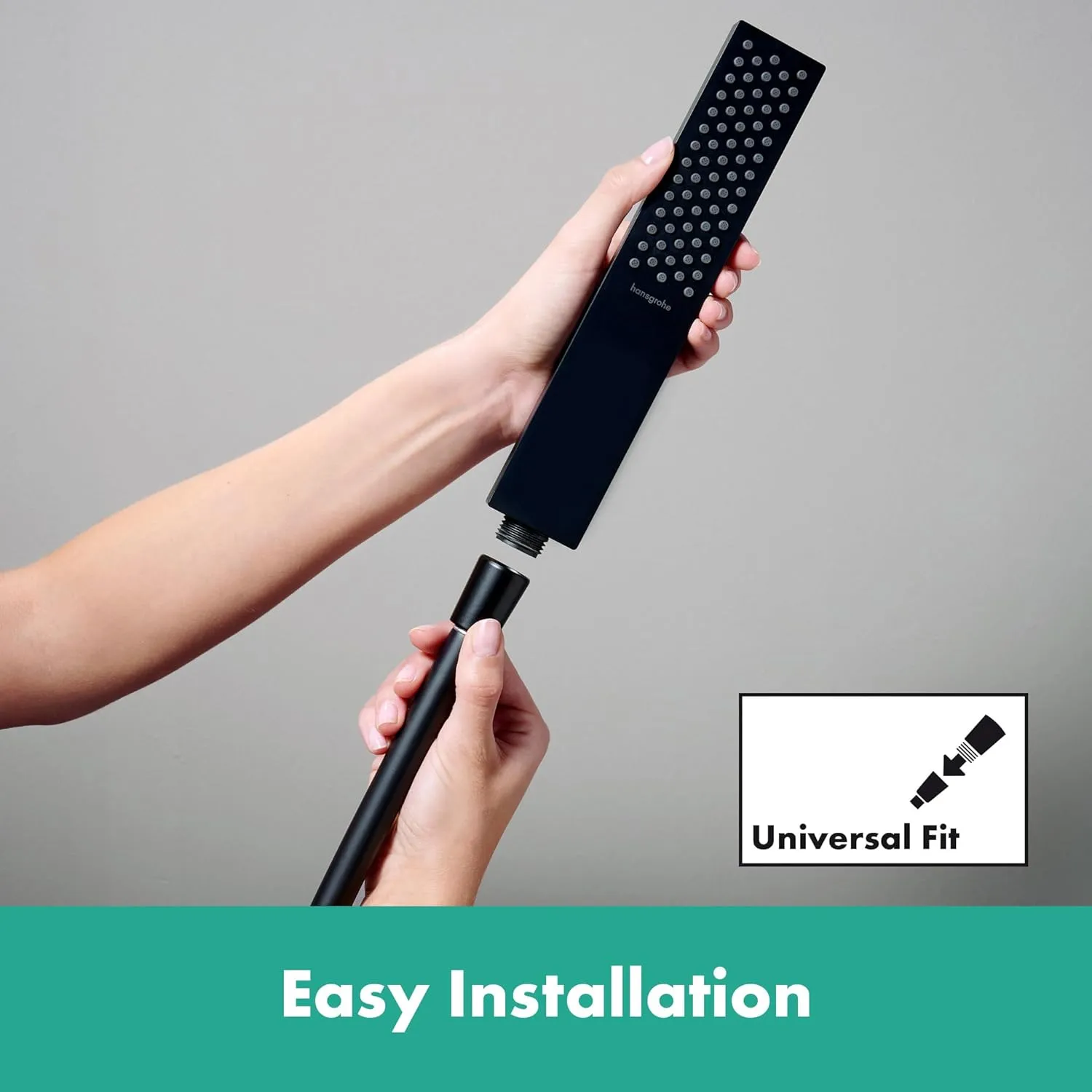 hansgrohe Pulsify E 2-inch Modern Handheld Shower Head 1-Spray PowderRain in Matte Black, 24322671
