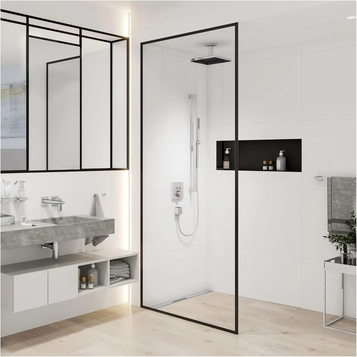 hansgrohe Pulsify E 4-inch Modern Showerarm in Matte Black, 24338671