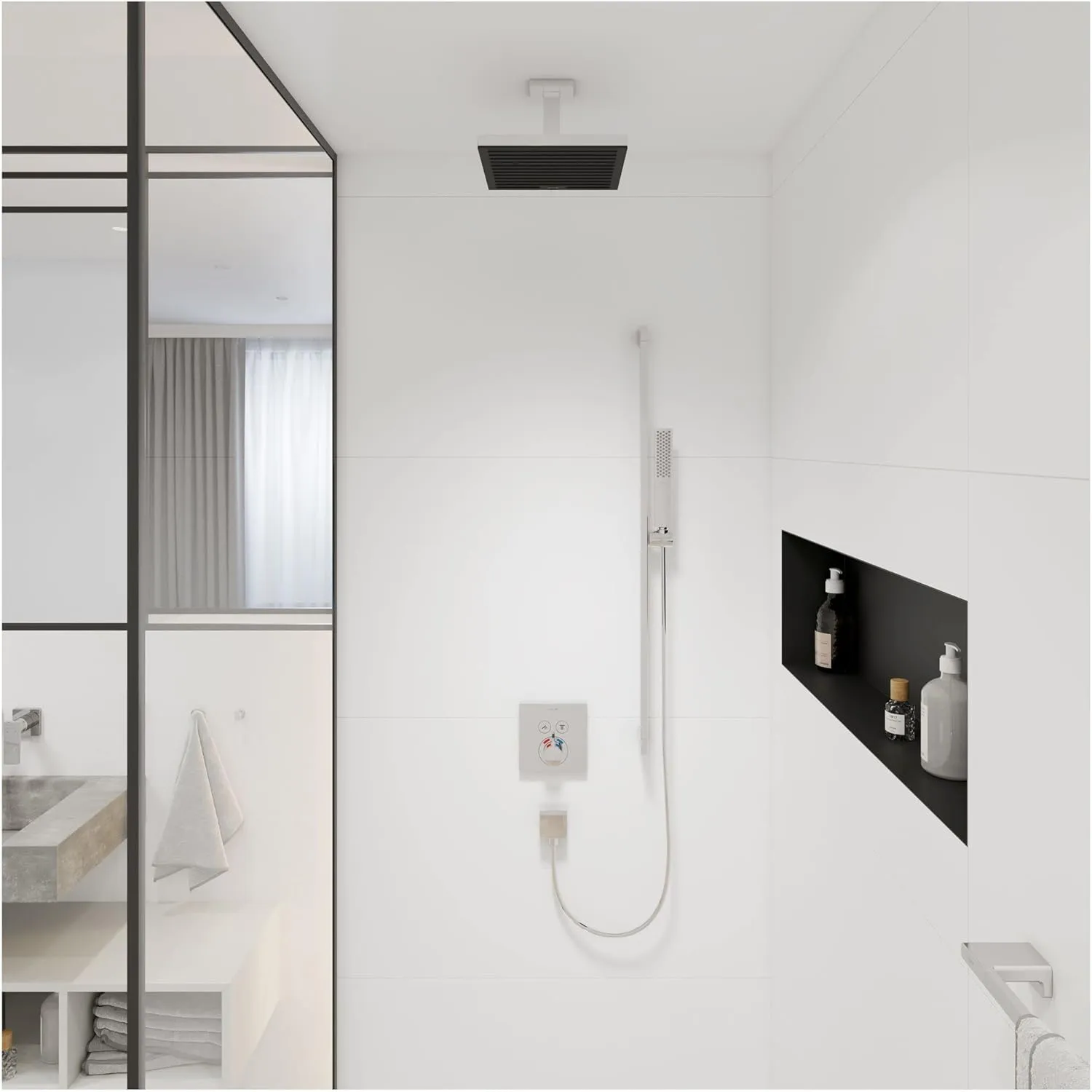 hansgrohe Pulsify E 4-inch Modern Showerarm in Matte Black, 24338671