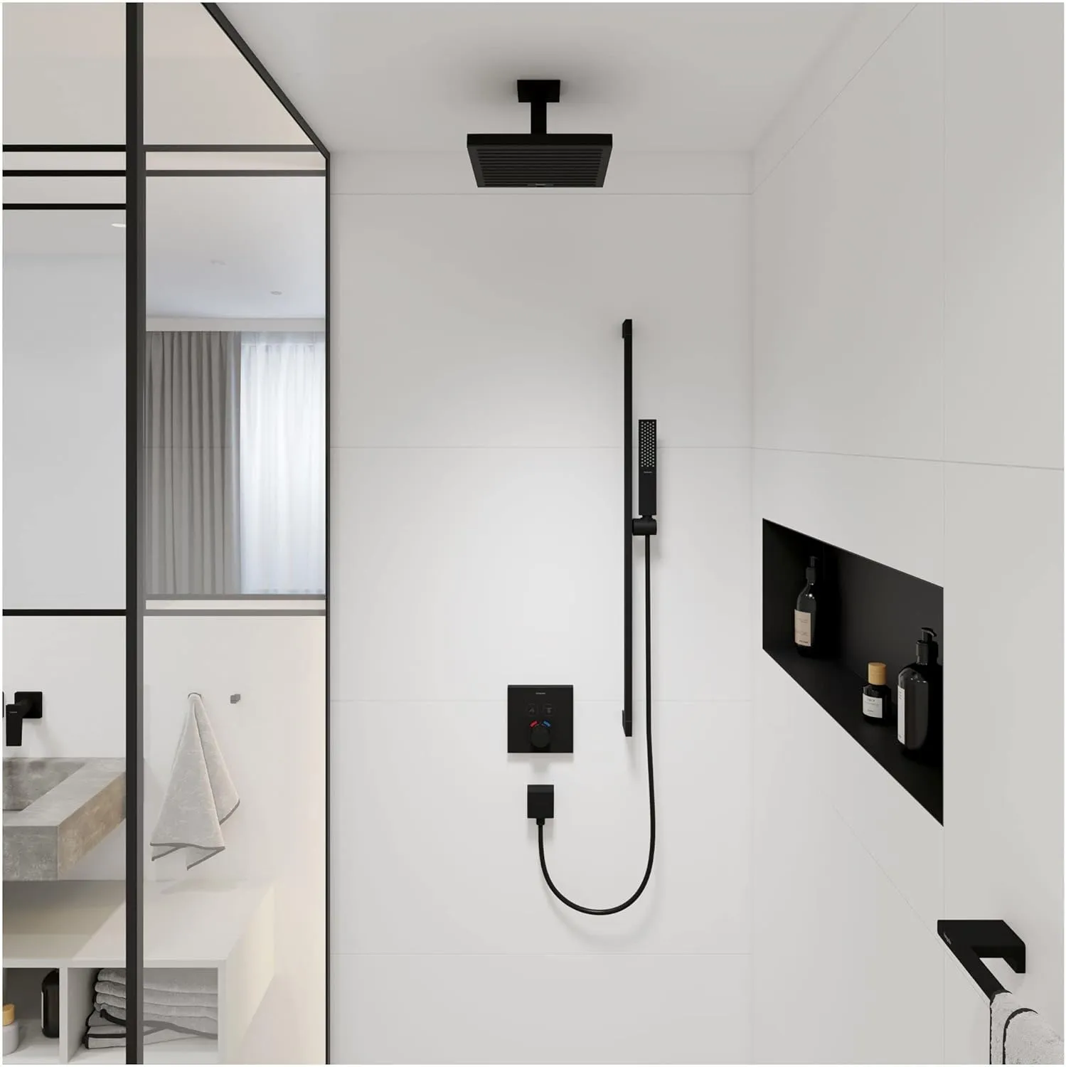 hansgrohe Pulsify E 4-inch Modern Showerarm in Matte Black, 24338671