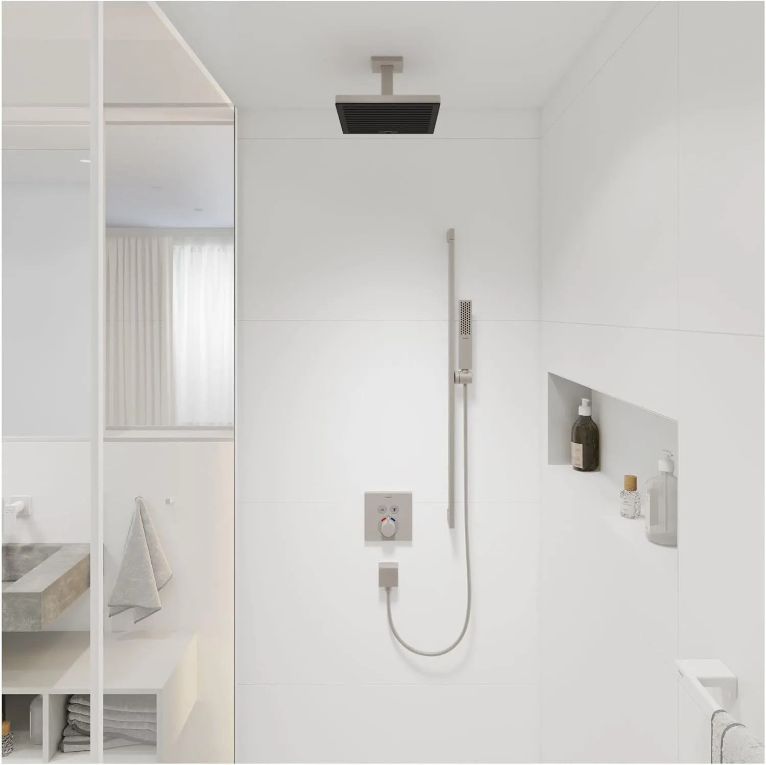 hansgrohe Pulsify E 4-inch Modern Showerarm in Matte Black, 24338671