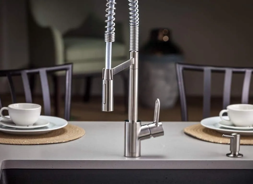 hansgrohe Talis Loop Chrome Commercial Kitchen Faucet, Kitchen Faucets with Pull Down Sprayer, Faucet for Kitchen Sink, Chrome 04700005
