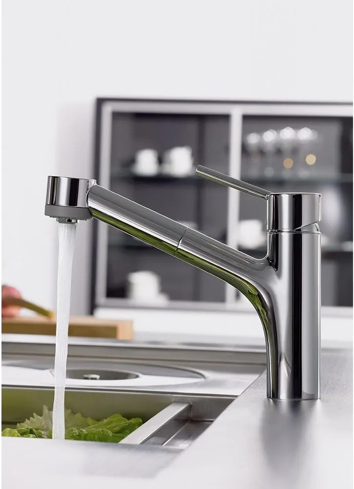 hansgrohe Talis S Chrome Single-Handle Kitchen Faucet, Kitchen Faucets with Pull Out Sprayer, Faucet for Kitchen Sink, Chrome 06462000